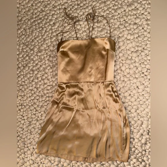 Amanda Uprichard | Dresses | Champagne Satin Mini Dress By Amanda Uprichard  | Poshmark
